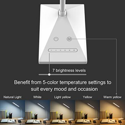 RAOYI Dimmable LED Desk Lamp Table Lamp Eye-Caring Reading Lamp with Adjustable Gooseneck - Image 3