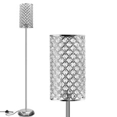 RAYINIGHT Crystal Floor Lamp, Elegant Standing Lamp Modern Floor Lamp Silver Finish Tall Pole Lamp Accent Light with On/Off Foot Switch for Living Room, Girl Bedroom, Dresser, Office, 9 * 9 * 66.5in