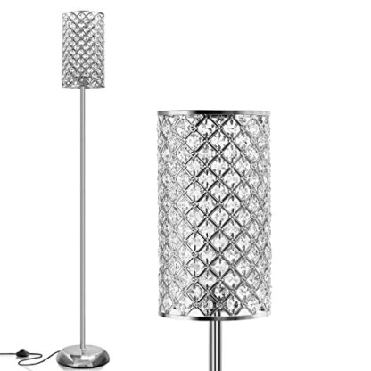 RAYINIGHT Crystal Floor Lamp, Elegant Standing Lamp Modern Floor Lamp Silver Finish Tall Pole Lamp Accent Light with On/Off Foot Switch for Living Room, Girl Bedroom, Dresser, Office, 9 * 9 * 66.5in - Image 2