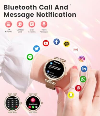 SIEMORL Smart Watch for Womens,1.43" HD Display Call Answer/Make Fitness Tracker with Heart Rate & Sleep Tracking,100 Sports Modes,Step Counter 5ATM Waterproof SmartWatch Compatible Android iOS - Image 3