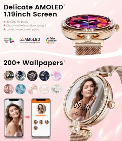 SIEMORL Smart Watch for Womens,1.43" HD Display Call Answer/Make Fitness Tracker with Heart Rate & Sleep Tracking,100 Sports Modes,Step Counter 5ATM Waterproof SmartWatch Compatible Android iOS - Image 4