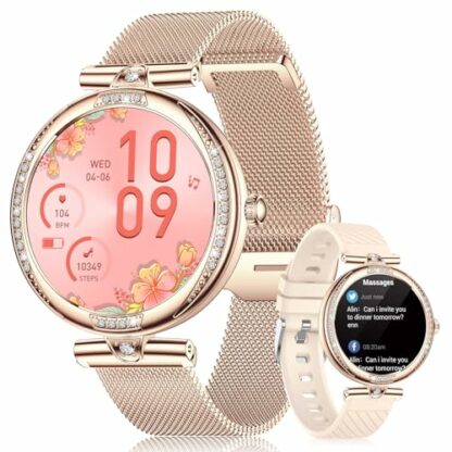 SIEMORL Smart Watch for Womens,1.43" HD Display Call Answer/Make Fitness Tracker with Heart Rate & Sleep Tracking,100 Sports Modes,Step Counter 5ATM Waterproof SmartWatch Compatible Android iOS - Image 2