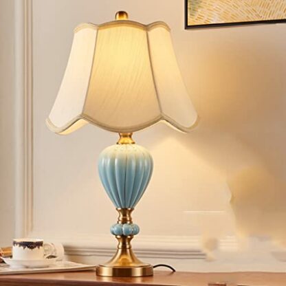 SJZWCHQ Desk lamp European Table Lamp Bedroom Bedside Lamp Warm American Ceramic Table Lamp Bedroom Lamp Study (Color : A Size : 35x60cm) - Image 3