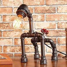 SJZWCHQ Vintage Rustic Steampunk Table Lamp Light Water Pipe Desk Lamps for Bar Club Bedroom Living Room Hotel Coffee Shop Height (Color : Black)