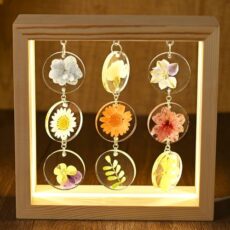 SMUK Handmade Dried Flower LED Desk Lamp, 3 Way Dimmable Cute Pressed Flower Bedside Lamp with Wooden Frame for Desk, Table, Bedroom, Living Room, Office, Aesthetic Cute Table Lamp…