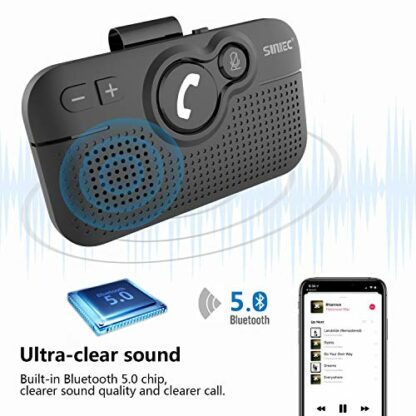 SUNITEC Hands Free Car Phone Kit Bluetooth 5.0, AUTO Power ON, Support Siri Assistant, Voice Guidance, Wireless Handsfree Bluetooth Car Kit with Visor Clip - BC980SA 3 SUNITEC Hands Free Car Phone Kit Bluetooth 5.0, AUTO Power ON, Support Siri Assistant, Voice Guidance, Wireless Handsfree Bluetooth Car Kit with Visor Clip - BC980SA - Image 3