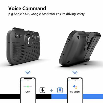 SUNITEC Hands Free Car Phone Kit Bluetooth 5.0, AUTO Power ON, Support Siri Assistant, Voice Guidance, Wireless Handsfree Bluetooth Car Kit with Visor Clip - BC980SA 4 SUNITEC Hands Free Car Phone Kit Bluetooth 5.0, AUTO Power ON, Support Siri Assistant, Voice Guidance, Wireless Handsfree Bluetooth Car Kit with Visor Clip - BC980SA - Image 4
