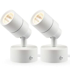 SUNVIE 2 Pack LED Up Lights for Indoor Use Uplight, Warm White Floor Spotlight Lamp, 120V Spot Lights for Uplighting Accent Lighting, 5.9 FT Cord with Foot Switch