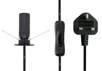 Salt Lamp Replacement Light Fitting with Button + 4 Units of 15 Watt E14 Incandescent Oven Bulb. Black Power Cord Cable Comes with Certified E14 Bulb Holder, Button and British Standard Plug - Image 3