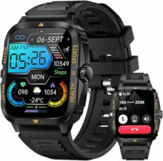Septoui Men's Women's Smart Watch, 1.96 Inch Smartwatch with BT Call, 3ATM Waterproof Smart Watch 100+ Sports Watch Pedometer Heart Rate Blood Pressure SpO2 Sleep Tracker