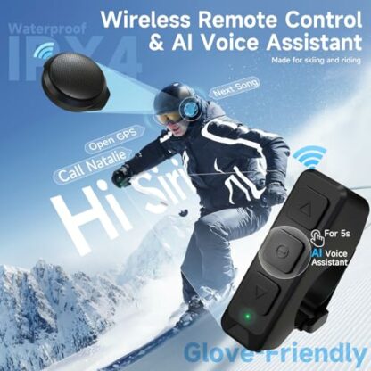 Ski Helmet Speakers, Moman HA1 TRUE Wireless 5.3 Motorcycle Helmet Headset with Remote Control Voice Assistant Charging Case, Motorbike-Helmet-Wireless-Snowboard-Headphones - Image 4