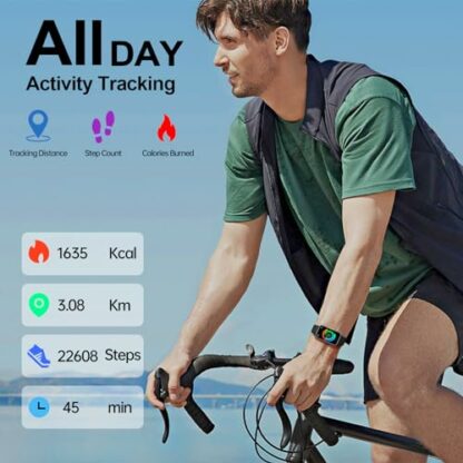 Slim Fitness Tracker with Heart Rate, Blood Pressure, Blood Oxygen and Sleep Monitor, IP68 Waterproof Activity Tracker and Smart Watches for Women Men with 20 Sports Modes, Step Counter, Pedometer - Image 4