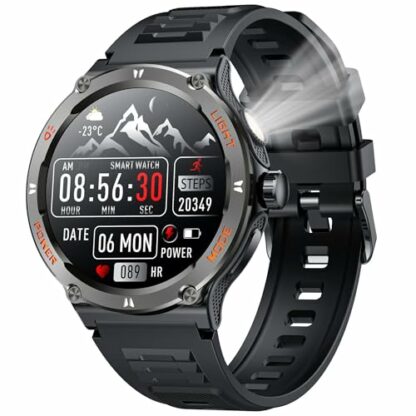 Smart Watch Men Fitness Tracker: 1.53" Touch Screen Bluetooth Call Answer 3ATM Waterproof Smartwatch Heart Rate Oxygen Blood Pressure Sleep Monitor Step Counter Torch 123 Sports Modes For Android Ios - Image 2