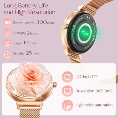 Smart Watch Women Smartwatch Sport: 1.27'' Fitness Watch Bluetooth Call with Heart Rate Blood Pressure SpO2 Sleep Monitor 110+ Sports Modes IP68 Waterproof Step Counter Fitness Tracker for Android iOS - Image 4
