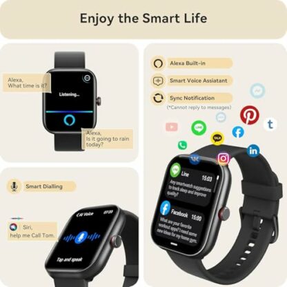 Smart Watch for Men Women (Alexa Built-in & Bluetooth Call),Smart Watches for Women iPhone/Samsung/Android,Alexa Built-in, Fitness Watch with Heart Rate Sleep SpO2 Monitor,IP68 Waterproof, 100+ Sports 4 Smart Watch for Men Women (Alexa Built-in & Bluetooth Call),Smart Watches for Women iPhone/Samsung/Android,Alexa Built-in, Fitness Watch with Heart Rate Sleep SpO2 Monitor,IP68 Waterproof, 100+ Sports - Image 4