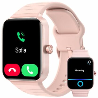 Smart Watch for Men Women Answer/Make Call, 1.8" HD Alexa Built-in Smartwatch with Heart Rate/SpO2/Sleep Monitor, 100+Sports, IP68 Step Counter Fitness Tracker for iPhone/Samsung/Android (Pink) - Image 2