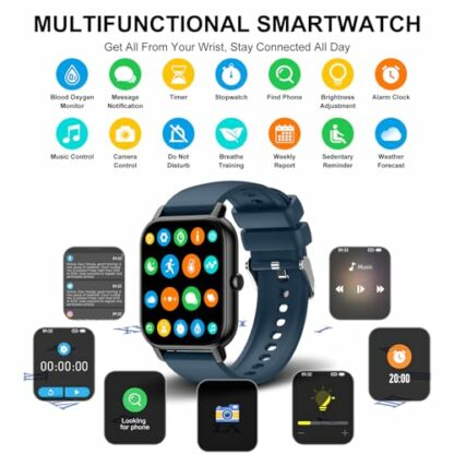 Smart Watch for Men Women Answer/Make Calls, 1.85" Smartwatch, Fitness Watch with Heart Rate Sleep Monitor, Step Counter, 100+ Sports, IP68 Waterproof Activity Trackers Compatible with Android IOS - Image 4