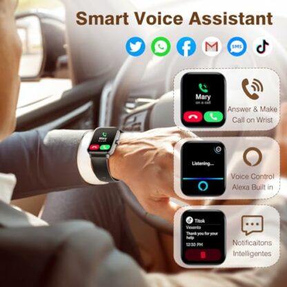 Smart Watch for Men Women - Fitness Tracker [Bluetooth Call&Alexa Built-in] with Heart Rate Monitor, Activity Tracker, Step Counter, Sleep Monitor, Smartwatch for Andriod iOS - Image 3