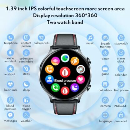 Smartwatch Fitness Watch Bluetooth Call - 1.39" Smart Watch for Men with Heart Rate Oxygen Blood Pressure Sleep Monitor 114 Sports Modes Step Counter Activity Trackers Compatible with Android iOS - Image 3