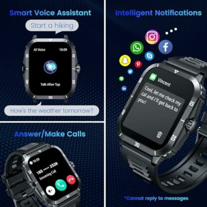 Smartwatch for Men Fitness Tracker Watches: 2.0" Touch Screen Bluetooth Call with 100+ Sports Modes Sleep Monitor Heart Rate Step Counter 3ATM Waterproof Activity Tracker Smart Watch for Android iOS - Image 4
