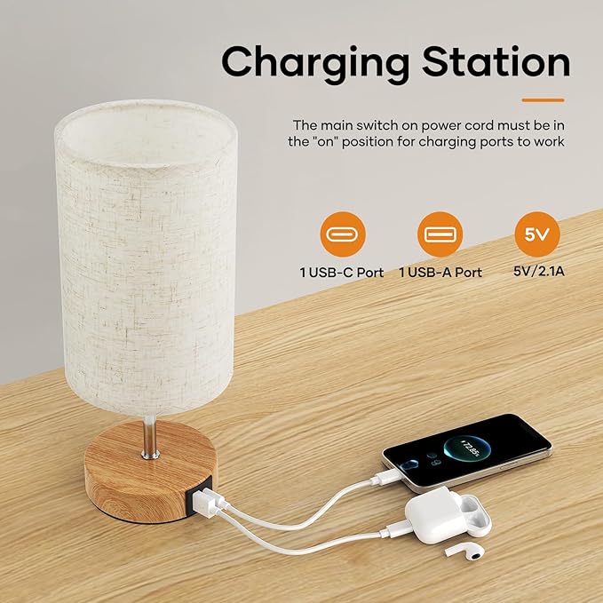 Suright Touch Control Bedside Lamps, 3-Way Dimmable Table Lamp with USB A+C. Suright Touch Control Bedside Lamps, 3-Way Dimmable Table Lamp with USB A+C.