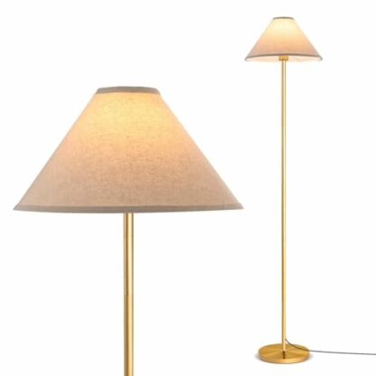 TANGZON Floor Lamp, Standard Standing Lamp with Linen Fabric Tapered Shade, Foot Switch & E27 Socket, Modern Tall Reading Floor Light for Living Room Bedroom Office - Image 2