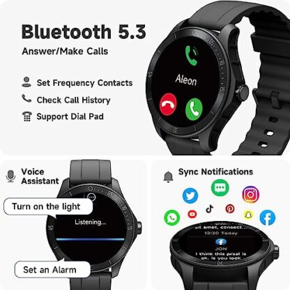 TOOBUR Smart Watch Alexa Built-in, Fitness Tracker with Answer/Make Calls, Heart Rate/IP68 Waterproof/Blood Oxygen/Sleep Tracker/100 Sports, 44mm Fitness Watch for Men Women Compatible - Image 3