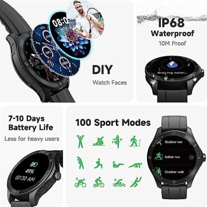 TOOBUR Smart Watch Alexa Built-in, Fitness Tracker with Answer/Make Calls, Heart Rate/IP68 Waterproof/Blood Oxygen/Sleep Tracker/100 Sports, 44mm Fitness Watch for Men Women Compatible - Image 4