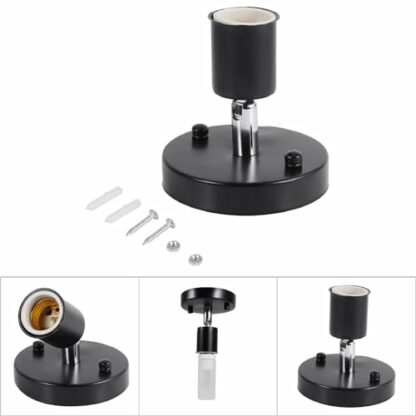 TOPINCN Modern Vintage Light Socket Ceiling Light 180 Rotating Wall Mounted Lamp Bulb Holder Socket Ceramic Iron for Garage Basement Storage Room E27 Lamp Bulb Holder Adapter E27 Lamp - Image 4