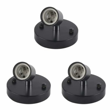 TOPINCN Modern Vintage Light Socket Ceiling Light 180 Rotating Wall Mounted Lamp Bulb Holder Socket Ceramic Iron for Garage Basement Storage Room E27 Lamp Bulb Holder Adapter E27 Lamp - Image 2