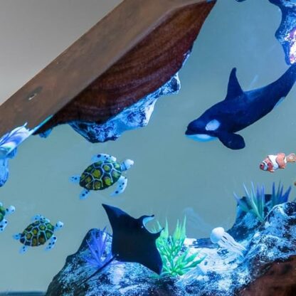 TUPOSTAR Shark Diver LED Ocean Night Light, Epoxy Resin Ocean Lamp, Deep Sea Diver Night Light, Bedroom Decorative Night Light - Image 3
