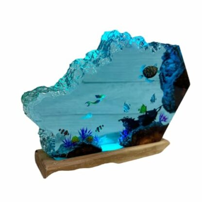 TUPOSTAR Shark Diver LED Ocean Night Light, Epoxy Resin Ocean Lamp, Deep Sea Diver Night Light, Bedroom Decorative Night Light - Image 2