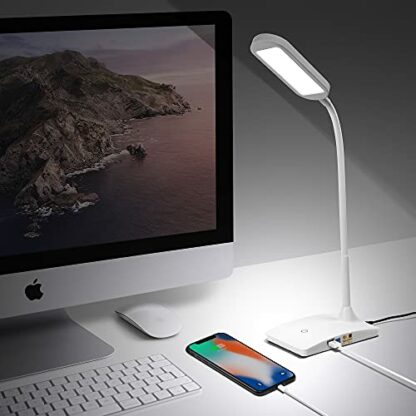 TW Lighting IVY-40WT The IVY LED Desk Lamp with USB Port, 3-Way Touch Switch, White - Image 4