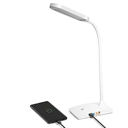TW Lighting IVY-40WT The IVY LED Desk Lamp with USB Port, 3-Way Touch Switch, White - Image 2