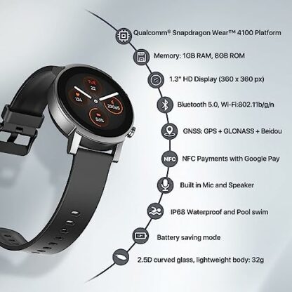 Ticwatch E3 Smartwatch for Men Wear OS from Google with Qualcomm Snapdragon Wear 4100+ Dual System Platform Google Pay GPS Heart Rate Monitoring Stress Management iOS and Android Compatible 3 Ticwatch E3 Smartwatch for Men Wear OS from Google with Qualcomm Snapdragon Wear 4100+ Dual System Platform Google Pay GPS Heart Rate Monitoring Stress Management iOS and Android Compatible - Image 3
