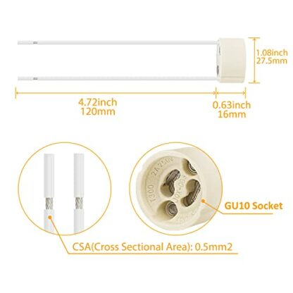 Tofisr GU10 Lamp Holder 2A 250V GU10 Ceramic Lamp Bases Connector with Silicone Wire Socket for GU10 LED Light Bulbs Halogen Bulbs Downlights Main Connector Adapter Fitting - Image 3