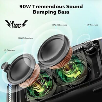 Tribit Bluetooth Speaker StormBox Blast,Portable Speaker 90W Loud Stereo Sound with XBass LED Light Show Bluetooth 5.3,IPX7 Waterproof Speaker, PowerBank,TWS,Custom EQ,30H Playtime for Outdoor Party - Image 3