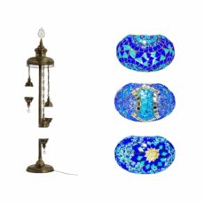 Turkish Moroccan Style Mosaic Multicolour Floor Lamp Light 3 Large Globe with Led Bulbs