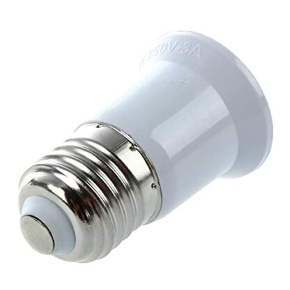 Tynmoel 2X E27 to E27 Bulb Holder Silver Tone White Adapter Extender - Image 3