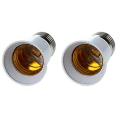 Tynmoel 2X E27 to E27 Bulb Holder Silver Tone White Adapter Extender