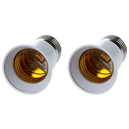 Tynmoel 2X E27 to E27 Bulb Holder Silver Tone White Adapter Extender - Image 2