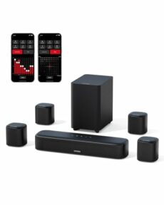 ULTIMEA 7.1ch Virtual Surround Sound Bar, Sound Bar for Smart TV with 4 Surround Speakers, Peak Power 330W, Surround Sound System for TV, App Control, TV Soundbar with Subwoofer, OPT/AUX/BT, Aura A40