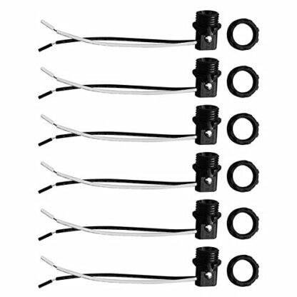 Ulikeled cUL Listed E12 Lamp Holder, Candelabra Base Lamp Holder Socket, E12 Base with Wire Leads and Ring for Candelabra Bulbs, 75W 127V Pack of 6 - Image 2