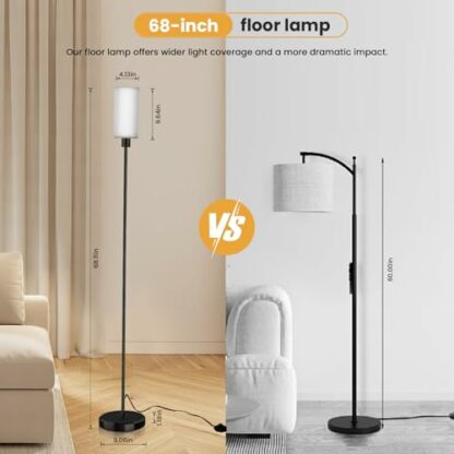 VEYFIY Floor Lamp, Lamps for Bedroom and Living Room, Modern Standing Light with Glass Lampshade, Industrial 68 inches Tall Lamp with E26 Socket, Light for Work, Reading, Black (Bulb Not Included) - Image 3