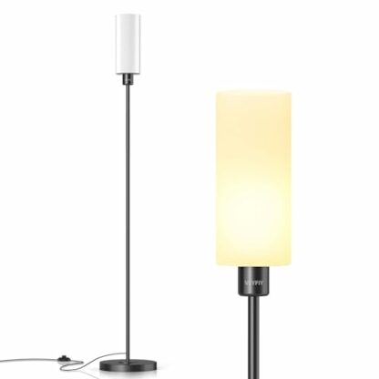 VEYFIY Floor Lamp, Lamps for Bedroom and Living Room, Modern Standing Light with Glass Lampshade, Industrial 68 inches Tall Lamp with E26 Socket, Light for Work, Reading, Black (Bulb Not Included) - Image 2