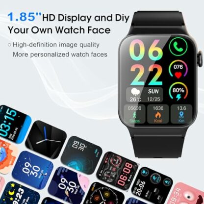 VKROBAG Smart Watch for Men Women Answer/Make Calls, 1.85" HD Smart Watches with 110+ Sport Modes, Fitness Watch with Heart Rate Sleep Monitor, IP68 Waterproof Smartwatch for Android iOS, Black 3 VKROBAG Smart Watch for Men Women Answer/Make Calls, 1.85" HD Smart Watches with 110+ Sport Modes, Fitness Watch with Heart Rate Sleep Monitor, IP68 Waterproof Smartwatch for Android iOS, Black - Image 3