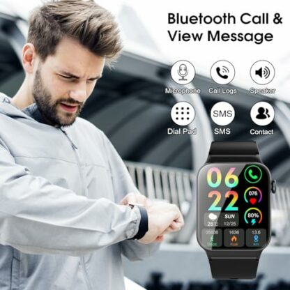 VKROBAG Smart Watch for Men Women Answer/Make Calls, 1.85" HD Smart Watches with 110+ Sport Modes, Fitness Watch with Heart Rate Sleep Monitor, IP68 Waterproof Smartwatch for Android iOS, Black 4 VKROBAG Smart Watch for Men Women Answer/Make Calls, 1.85" HD Smart Watches with 110+ Sport Modes, Fitness Watch with Heart Rate Sleep Monitor, IP68 Waterproof Smartwatch for Android iOS, Black - Image 4