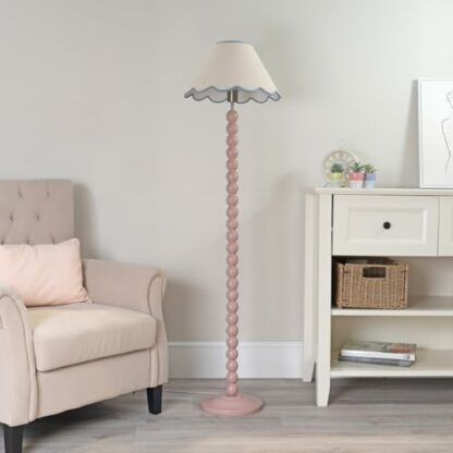 ValueLights Bobbles Rose Pink Floor Lamp with Scallop Shade - Image 3