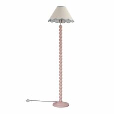 ValueLights Bobbles Rose Pink Floor Lamp with Scallop Shade