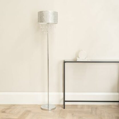 ValueLights Bonita Silver Glitter Floor Lamp - Image 3